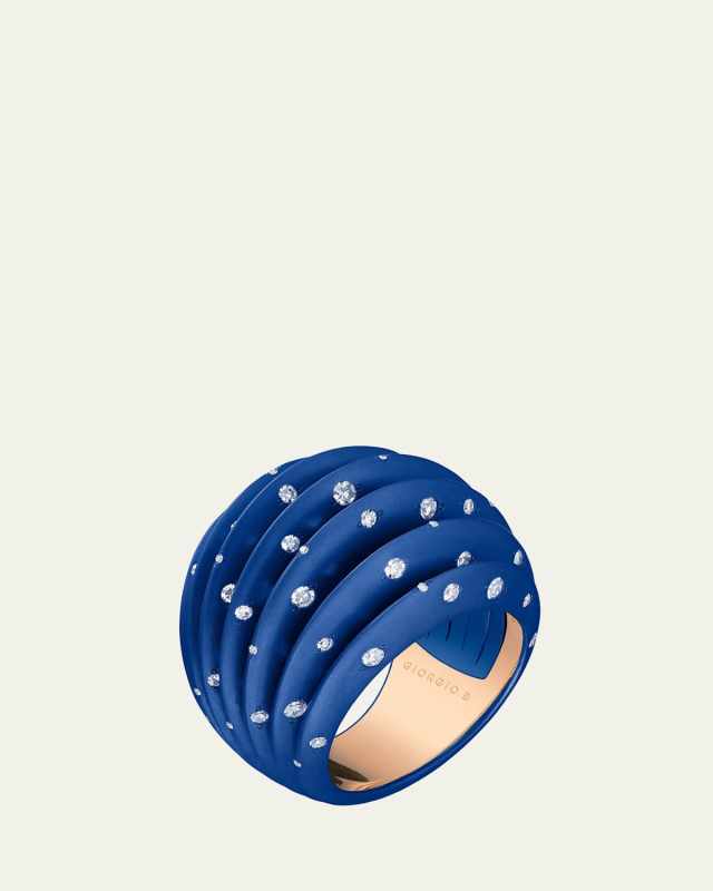 Palma Blue Titanium and 18K Rose Gold Starburst Ring with Diamonds